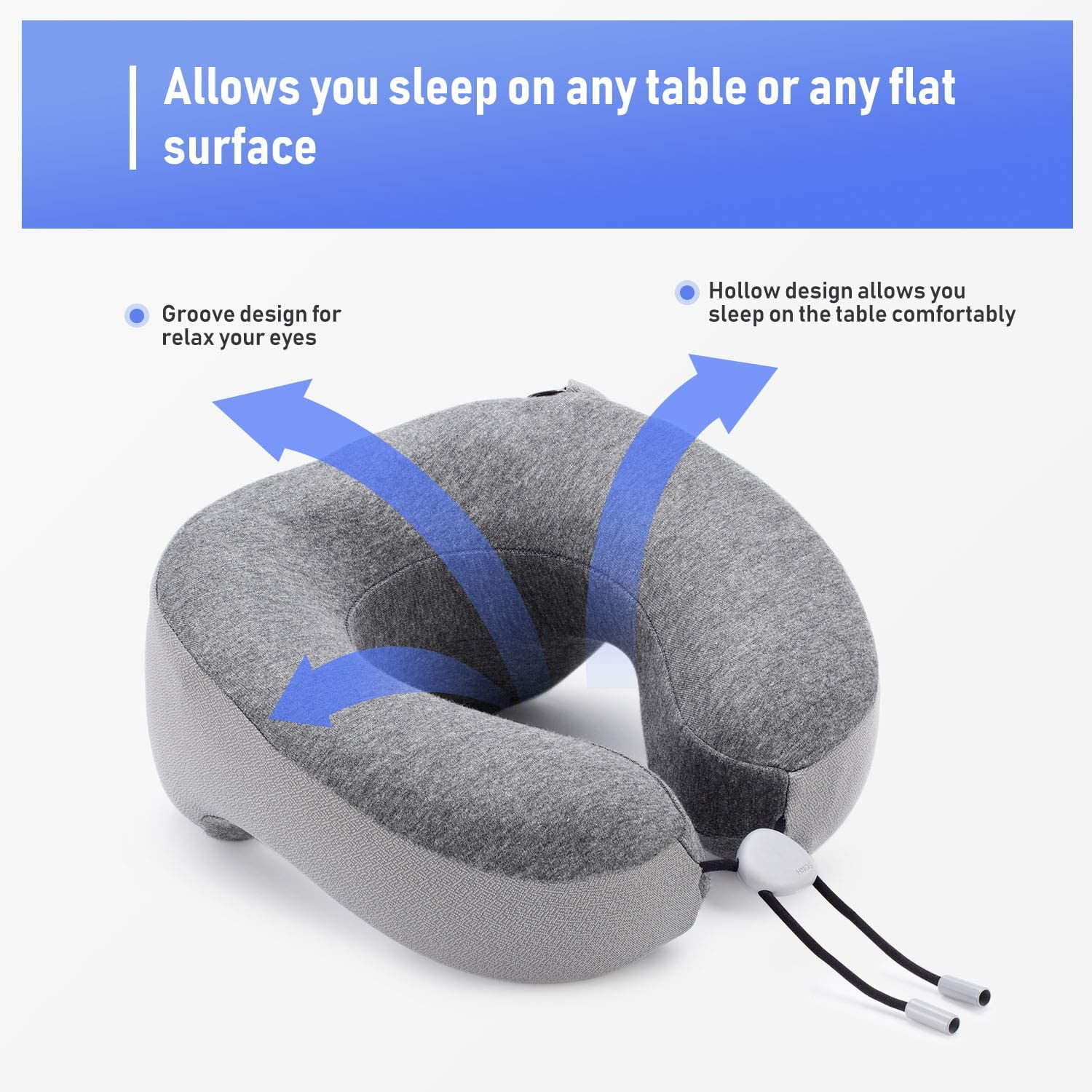 Phixnozar Memory Foam Travel Pillow Neck Pillow Ideal for Airplane Travel Comfortable and Lightweight Improved Support Design Machine Washable