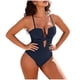 thumbnail image 2 of Trajes de baño para mujer, moda de verano para mujer, color sólido con cojín en el pecho y sin soporte de acero, traje de baño con tirantes sin espalda, trajes de baño para mujer, trajes de baño para, 2 of 9