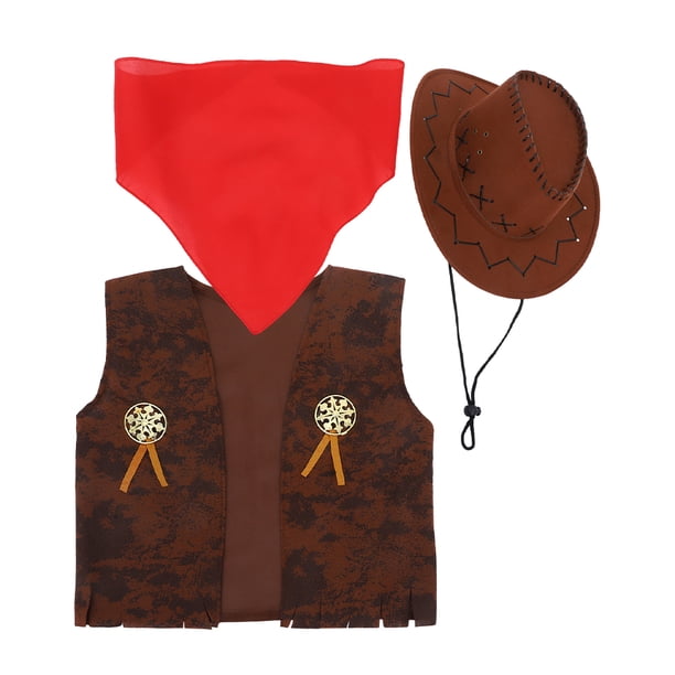 ColoMX 1 conjunto de atuendo de vaquera para niño pequeño: accesorios clásicos del oeste - Traje de vaquero para niño - Para fiestas de cumpleaños de Halloween y diversión de disfraces