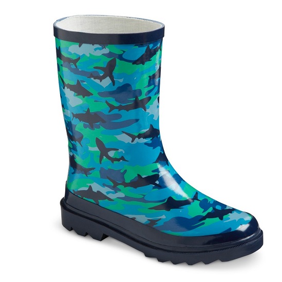 Western Chief Boys' Shark Blue Camo Rain Boots SIZE 13
