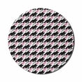 thumbnail image 1 of Geometric Mouse Pad for Computers, Diagonal Repeated Striped Classic Houndstooth Motifs Modern Digital Artwork, Round Non-Slip Thick Rubber Modern Mousepad, 8" Round, Black Pink White, by Ambesonne, 1 of 2