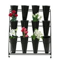 thumbnail image 4 of Flower Display Stand 12 x Buckets 3-Layers Metal Plant Stand with Wheels for homes, gardens, florists, 4 of 22
