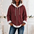 thumbnail image 5 of Fewfanhot Women Clothing Sherpa-Lined Fleece Full-Zip Hooded Jacket with Drawstring, 5 of 9