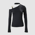 thumbnail image 4 of Summer Tops For Women, Long Sleeve Shirts Slim Contrast Cold Shoulder Sexy Sheer T Shirt Casual Layer Tee Tops Tunic Wear With Leggings Casual Tops Women Going Blouses Tops (XL, Black) Unbranded, 4 of 5