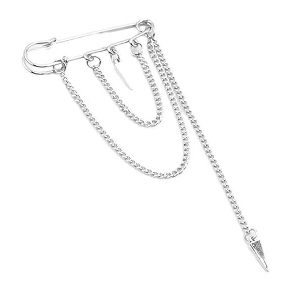 Necvior Harajuku Awl Cross Brooch Fashion Lapel Pin Suit Accessories Simple Double Chains Badge Pin for Women Men Brooches Decor