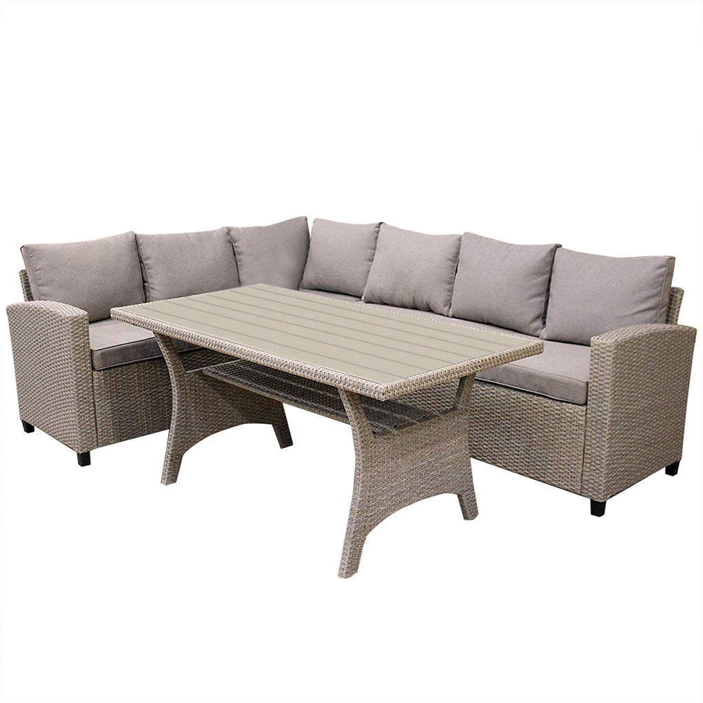Outdoor Patio Dining Furniture PE Rattan Wicker Sectional ...