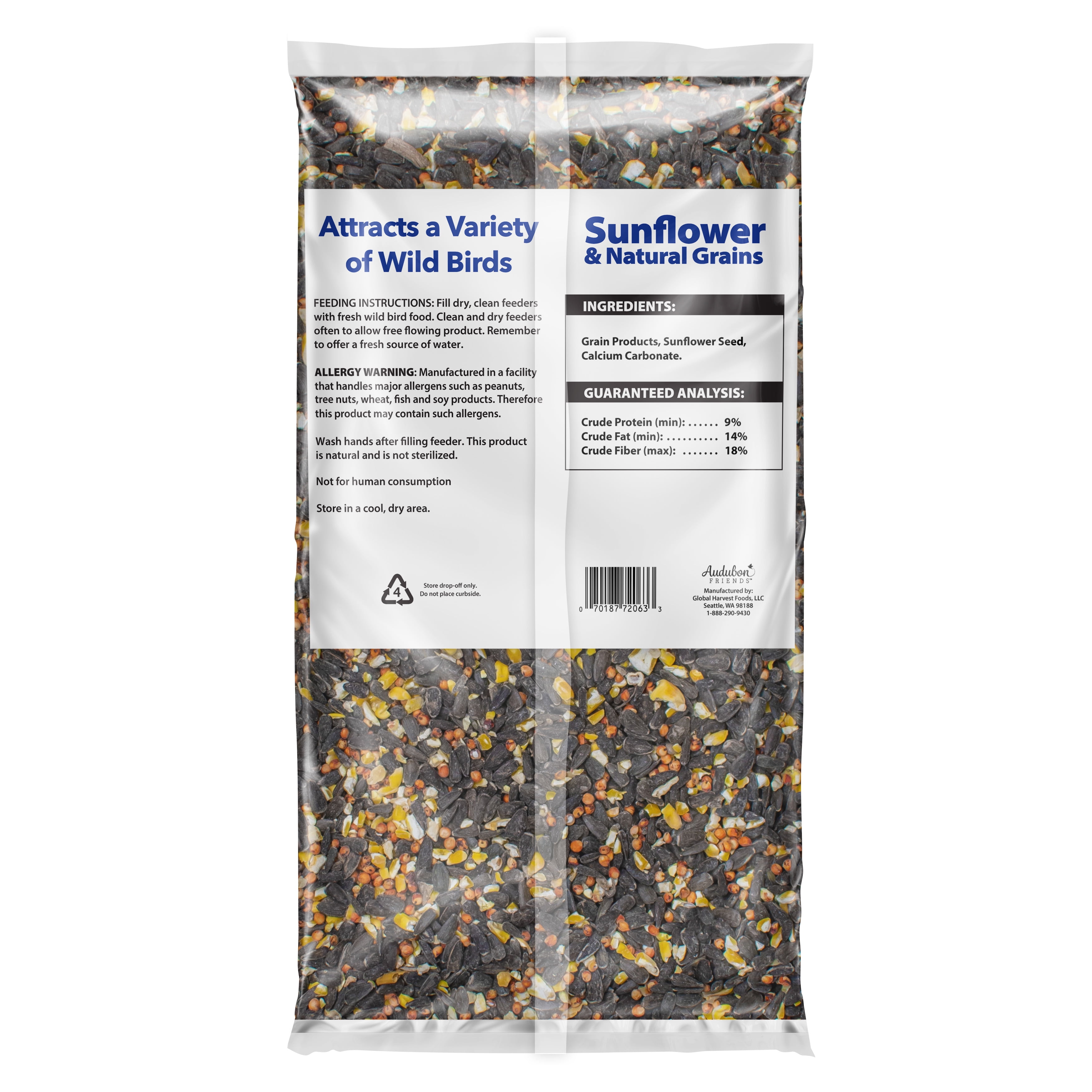 Global Harvest Foods Sunflower & Natural Grains Wild Bird Feed, 5 lb