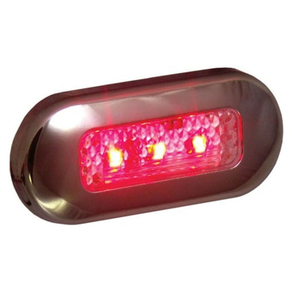 T-H Marine LED-51824-DP LED Oblong Courtesy Lights - Red,Stainless Steel/Red