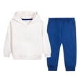 thumbnail image 2 of Auroural Clothes for Toddler Girls 5T Children's Solid Color Block Casual Fashion Long Sleeved Top And Long Foot Binding Sweatpants Two-piece Hooded Set For Kids Blue 4-5Years, 2 of 5