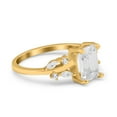 thumbnail image 5 of Yellow Tone, Simulated Cubic Zirconia Size-10 Emerald Cut Art Deco Engagement Wedding Bridal Ring Round Marquise 925 Sterling Silver, 5 of 7