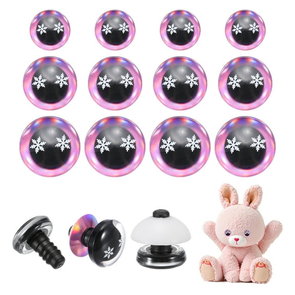 Uxcell 12/16/18mm Glitter Safety Eyes Snowflake, 30Pcs Doll Crocheting Eyes Purple