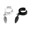 thumbnail image 3 of Ruanlalo 1Pc Punk Men Feather Pendant Stainless Steel Hoop Earring Party Jewelry Gift Black, 3 of 6