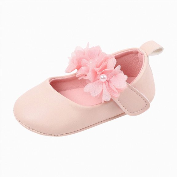 KPOPLK Toddler Flower Girl Dress Shoes - Little Girl Ballet Flats Sparkly Wedding Party Shoes Size 5,Pink