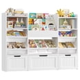 thumbnail image 6 of Hiphuta 56”W Kids Toy Storage Organizer with Bookshelf, 3 Removable Drawers & 7 Toy Boxes, Large Wood Toy Organizer for Playroom, Bedroom & Living Room, White, 6 of 7
