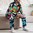 thumbnail image 5 of Wukai I Love My Autism Men's Long-Sleeve Pajama Set - Comfortable Sleepwear with Button-Down Shirt and Pants-Large, 5 of 6