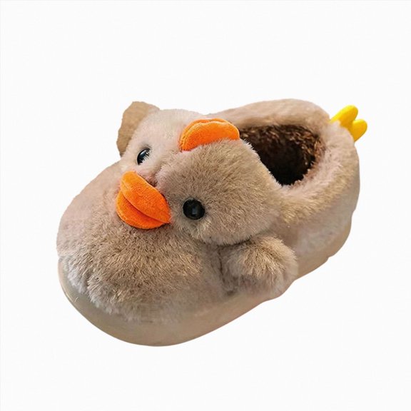 NIEWTR Cute Plush Chick Duck Slippers Toddler Boys Girls Warm Slippers Boots Kids Fuzzy Winter Indoor Bedroom Household Home Shoes