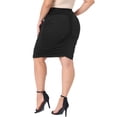 thumbnail image 4 of DARING DIVA Women's Plus Size Elastic High Waist Ruched Pencil Midi Skirt 1X Black, 4 of 6