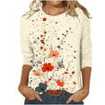 thumbnail image 2 of Womens Summer Shirts and Tops Women Summer Blouses Casual Quarter Length Sleeve Tops for Women Fitted Tunic Tops for Women Floral Tops for Women Y2k, 2 of 5