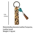 thumbnail image 3 of Hearth & Gear [ Leather Keychain] Leopard Cow Turquoise Fringe Western & International Style Bag Charm, 3 of 3