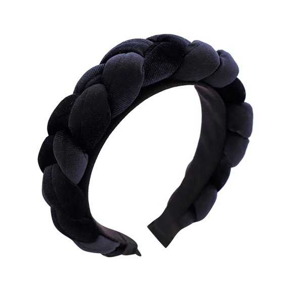 Fgnfyis Ethnic Braid Handmade Flannel Headbands for Women Headwear Hair Band Black