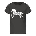 thumbnail image 4 of mgoYE Girls Black Short Sleeve Shirt Horse Shirt for Girls Western Shirt Cowgirl Tshirts Horse Riding Tee Gift Graphic Tees Tops(Dark Gray,9-10 Years), 4 of 4