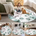thumbnail image 5 of Vintage Teal Round Rugs for Living Room 3ft Brown Floral Watercolor Blossom Flowers Abstract Non Slip Circle Rug Washable Low-Profile Indoor Carpet for Bedroom, Dining Room, Bathroom, 5 of 9