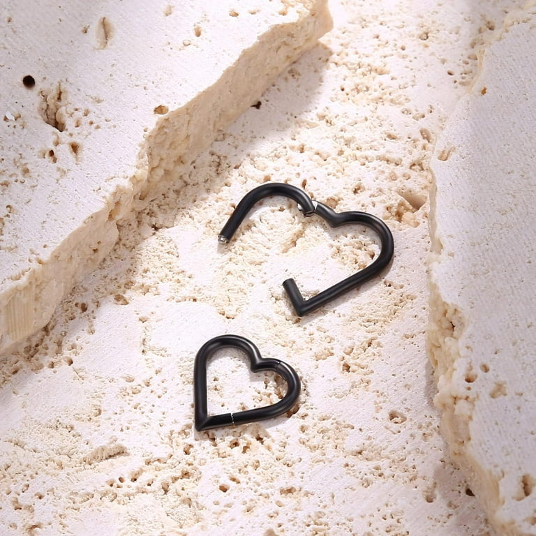 2 Pcs Heart Daith Piercing Jewelry, Hypoallergenic Clicker Hoop
