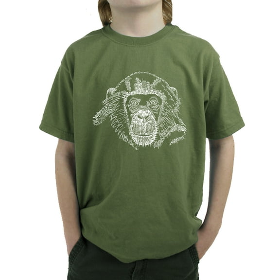 LA Pop Art Boy's Word Art T-shirt - Chimpanzee