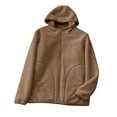 thumbnail image 1 of Lovzfmll Veste en Molleton pour Femmes, à Manches Longues avec Capuchon Zip-Up Style Décontracté Brun, G, 1 of 9