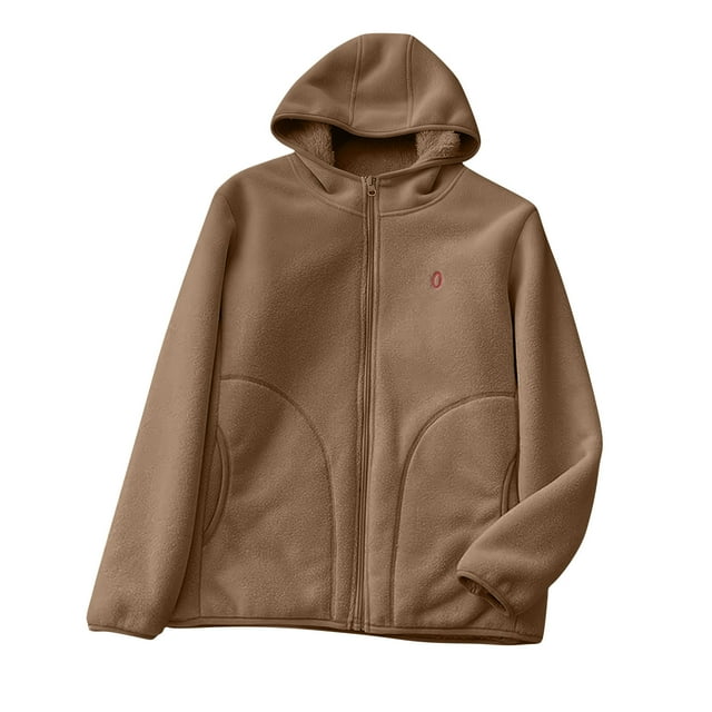 Lovzfmll Veste en Molleton pour Femmes, à Manches Longues avec Capuchon Zip-Up Style Décontracté Brun, G