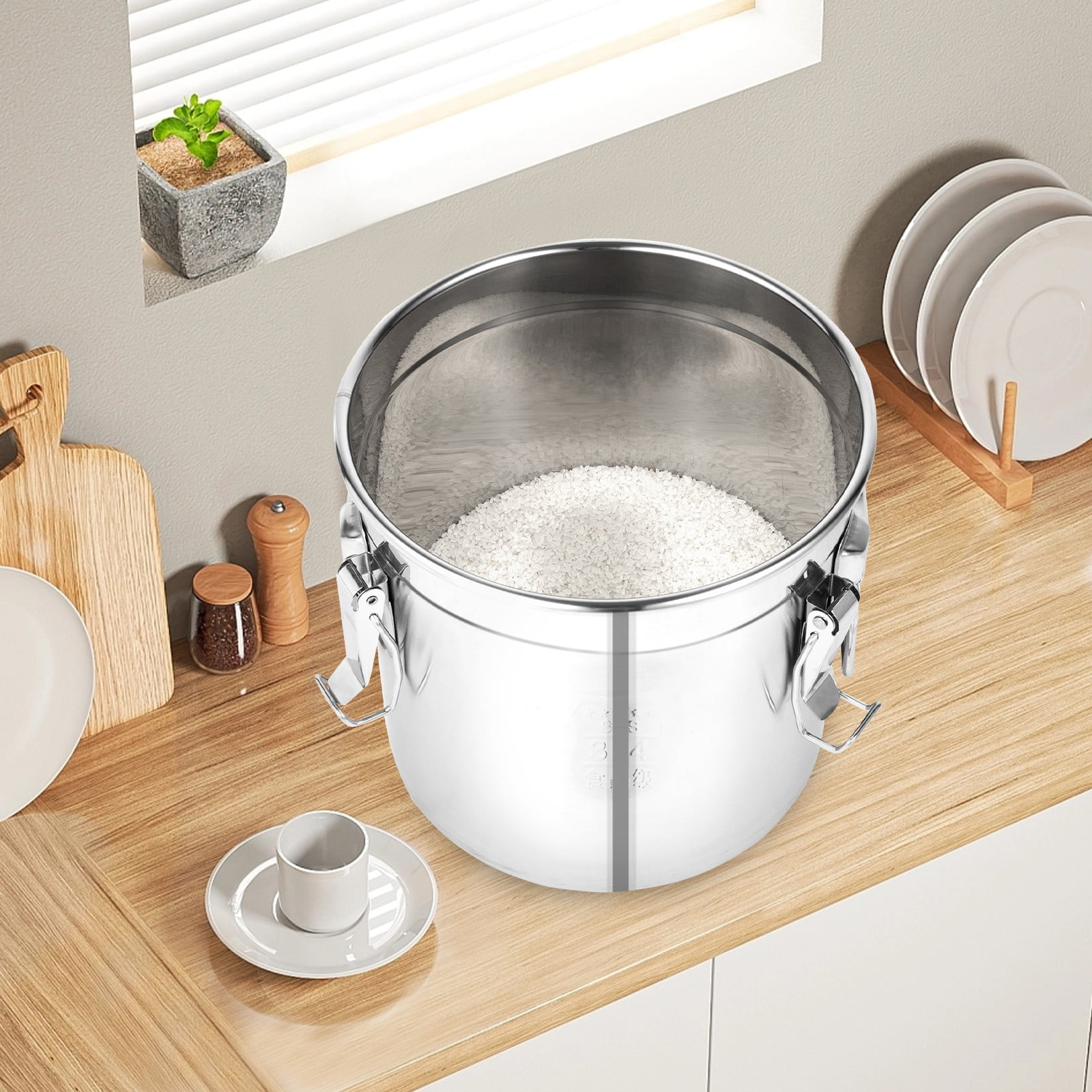 12L Stainless Steel Airtight Canister for Kitchen, Food Storage Containers, Rice Cereal Grain Container, Storage Food Flour Sugar Milk Cookie