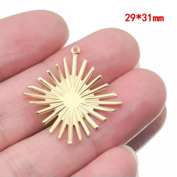 GKNET 20X Raw Brass Sun Flower Charms Bohemian Earrings Pendants For Delicate Jewelry Making -Square