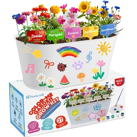 Paint & Plant Kids Gardening Set with 5 Flower Seeds, Arts and Crafts for Kids Ages 4-12, Science STEM Toys for Toddler Education, Birthday Gifts Ideas for Girls & Boys 4 5 6 7 8 9 10 11 12 Year Old