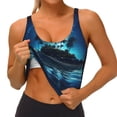 thumbnail image 3 of Fotbe Hawaiian Beach Pirate Moon Sujetador Deportivo Largo sin Aros para Mujer con Almohadillas y Soporte Medio, Transpirable y Absorbente, Camiseta Tipo Chaleco o Tank Top-Medium, 3 of 8