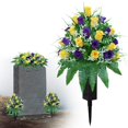 thumbnail image 2 of WMGHA 25 inch Artificial Headstone Flower Saddles for Graves, Cemetery Memorial Flowers for Outdoor Tombstone Decorations, Grave Flowers for Grave Vase Cemetery Flower Arrangements,16 Heads, 2 of 9