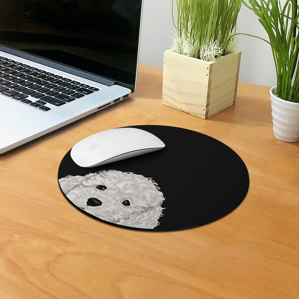WIRESTER 7.88 inches Round Standard Mouse Pad, Non-Slip Mouse Pad for Home, Office, and Gaming Desk - White Toy Poodle - image 5 of 5