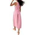 thumbnail image 4 of QUNYINEY Sleeveless Summer Sundresses for Women Midi Casual Cotton Linen Pink Tank Dress Crew Neck Loose Fit Beach Drop Shoulder with Pockets Dresses, 4 of 9