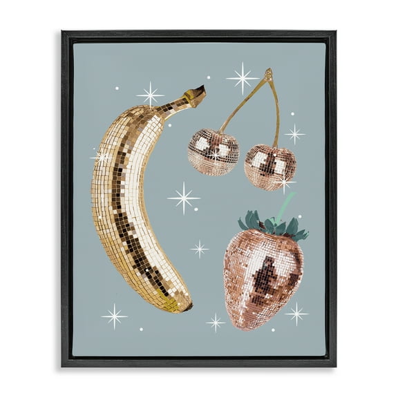 Stupell Industries Luminous Glam Fruits Fashion Painting Black Floater Framed Canvas Art Print Wall Art, 17 x 21