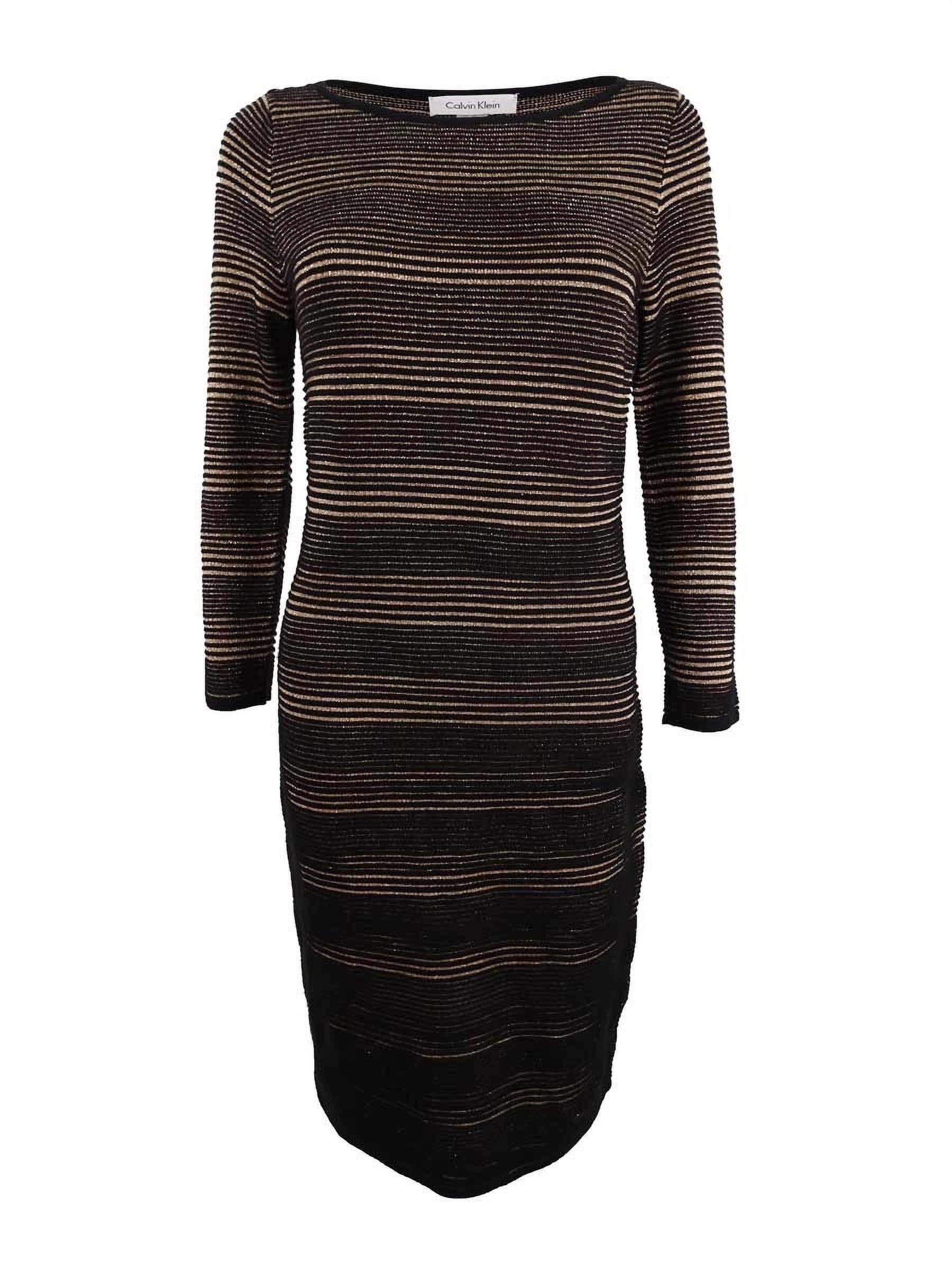 Metallic Mini-Striped Sweater Dress 