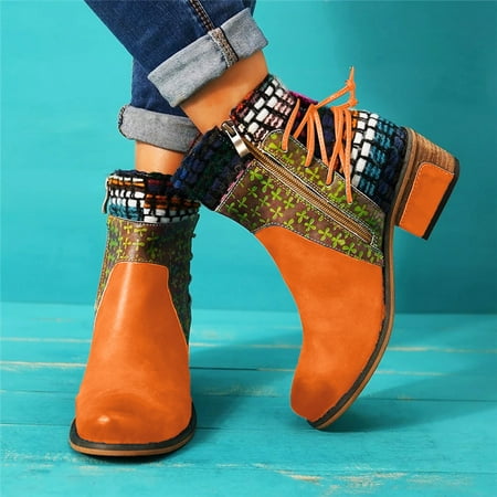 

Gubotare Ankle Boots Women s Anaya Bootie Rr Durable Comfortable Waterproof Chelsea Leather Boots Orange 7.5