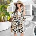 thumbnail image 4 of Beach Vacation Clothes Kimono Cardigan Loose Swimsuit Cover Up for Women Leopard Face and Leopard Spot L, 4 of 6