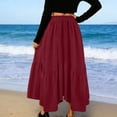 thumbnail image 5 of Women Long Skirts High Waist Skirts Renaissance Maxi Skirts Summer Casual Elegant A Line Flowy Skirts with Pockets Wine, 5 of 6