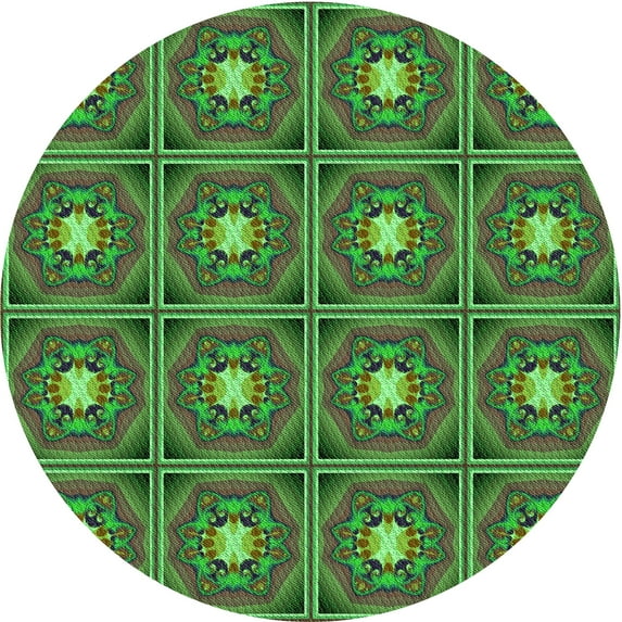 Ahgly Company Machine Washable Indoor Square Transitional Army Green Area Rugs, 3' Square