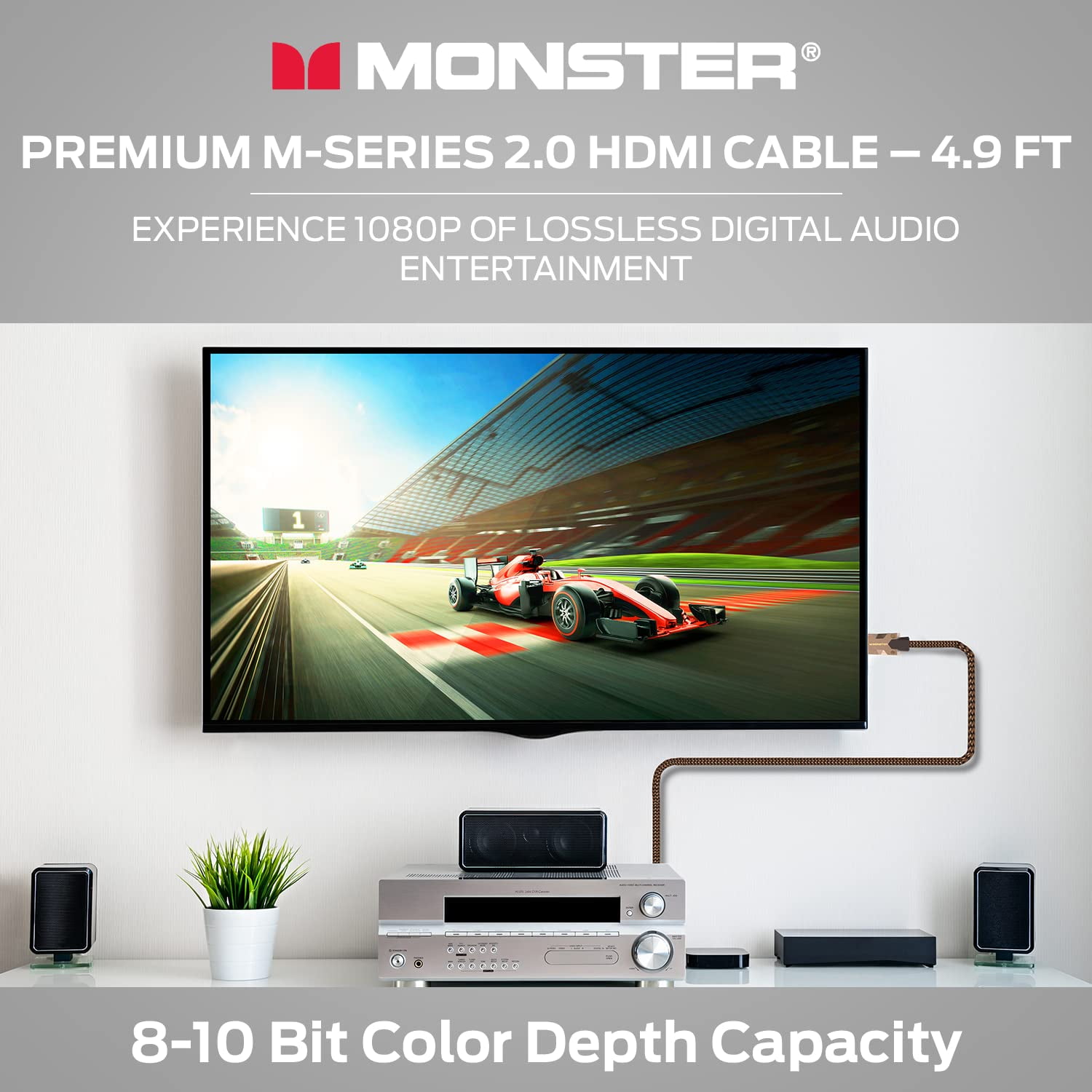 Monster M-Series 4K Ultra HD HDMI Cable 2.0, 60Hz, 25Gbps, 4.9ft, Duraflex Jacket, Triple Shielding