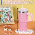 thumbnail image 2 of 14 Oz Tumbler with Handle and Straw for Kids, Stainless Steel Vacuum Insulated Tumbler Keep Cold Heat and Ice, Gifts for Children Cups (Pink), 2 of 3