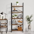 thumbnail image 5 of Dextrus 5 Tiers Ladder Bookshelf, 62 inch Classically Modern Bookshelf,Storage Rack Shelves in Living Room/Home/Office,Rustic Brown, 5 of 9
