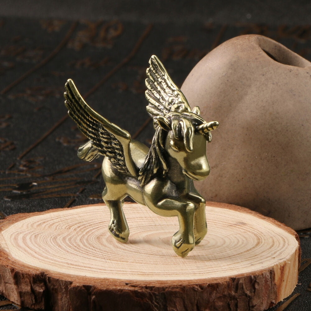 Unicorn Pegasus Solid Brass Figurine Small Statue Home Ornament Figurines Animal