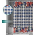 thumbnail image 6 of 4th of July American Flag Plaid Shower Curtain, Blue Heart Shower Curtain Set with Hooks, Spring Summer Waterproof Fabric Shower Curtains for Bathroom Decor, 36x72 Inch Bath Curtain, 6 of 6