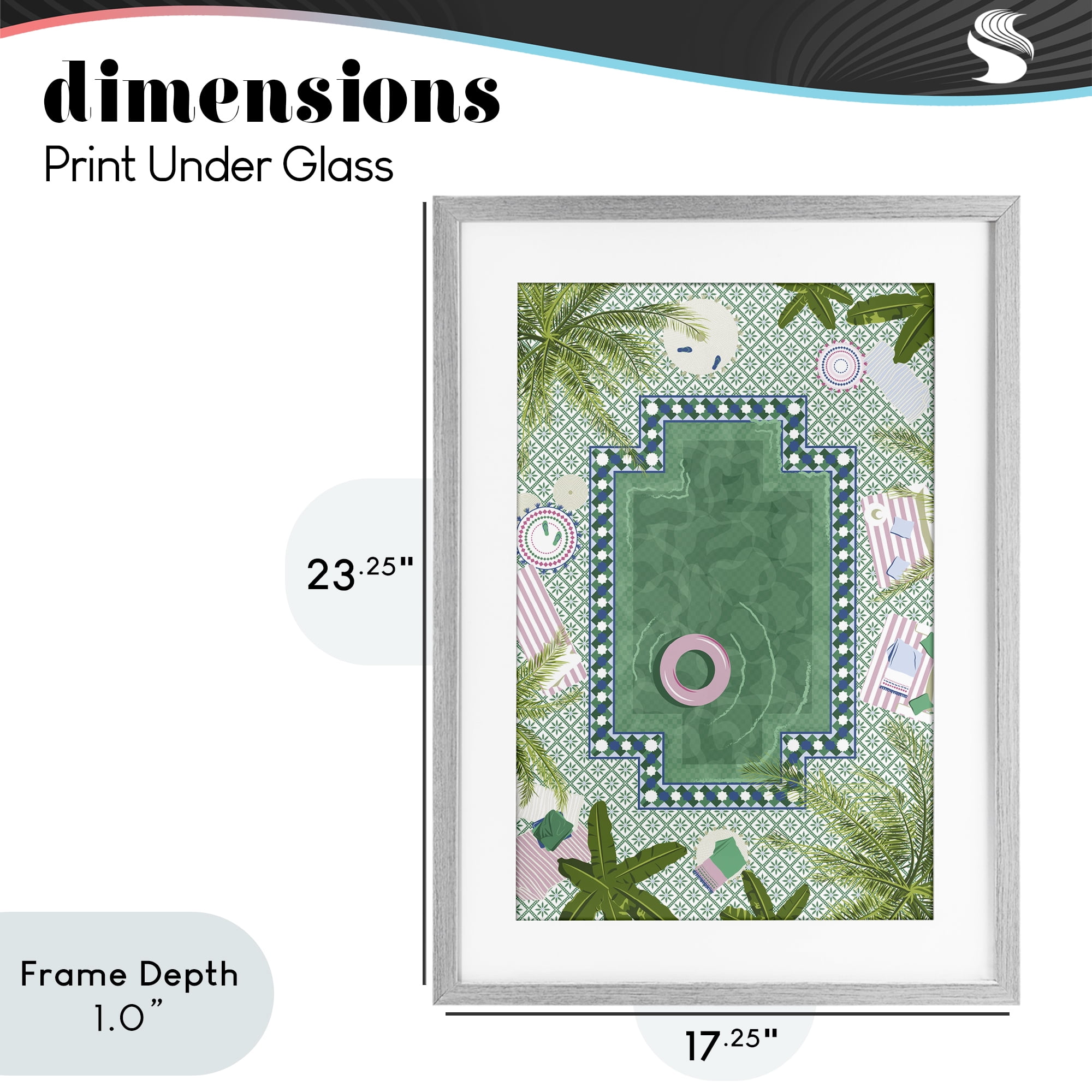 Stupell Industries Morocco Riad Pool Gray Framed Print Under Glass, design by Vero Illustrates