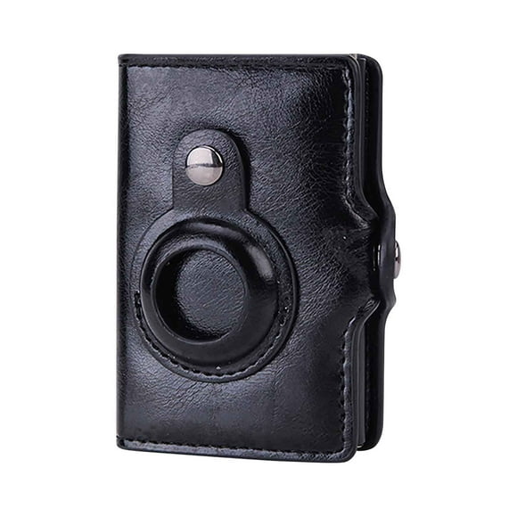 Qaailabf Multi-functional Card Wallet RFID Theft Protection Credit Card Holder with Tracking Feature for Men Women, Slim Design with Button Trigger Mechanism, Holds 14 Cards, Secure Buckle, 9.5x6cm